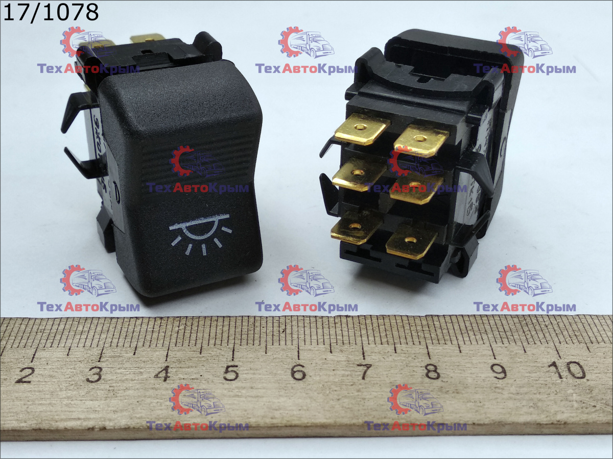 Переключатель клавишный  П-147-04.08 (6 конт/3полож) габариты